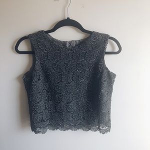 Vintage Talbots Structured Lace Sleeveless Blouse